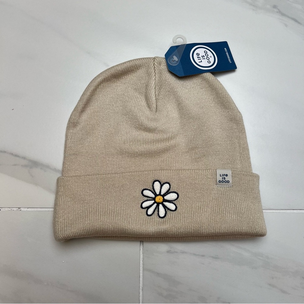 Life is Good Unisex Cuffed Daisy Beanie 80246-PTYWHT size OS